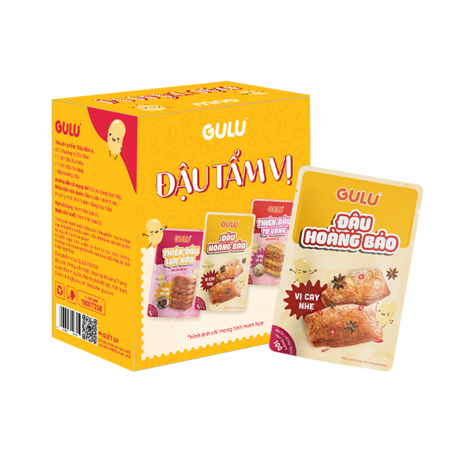 [Hộp 20 Gói] Đậu Hoàng Bảo - Đậu Tẩm Vị GULU FOODS